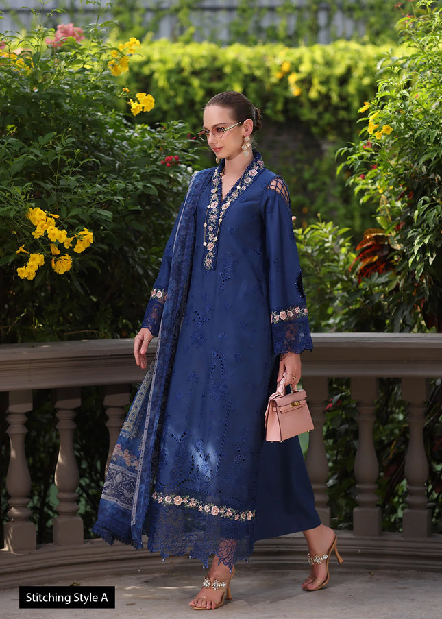 Noor By Saadia Asad | Noor Eid Luxury Schiffli Laserkari' 25 - Royal Blue
