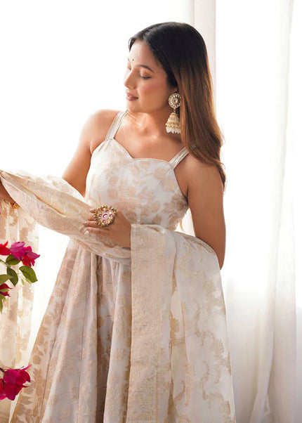 Offwhite Embroidered Anarkali