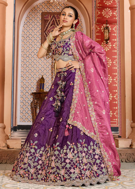Purple Embroidered Lehenga Choli