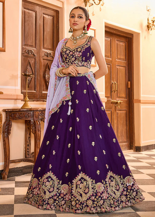 Purple Embroidered Lehenga Choli