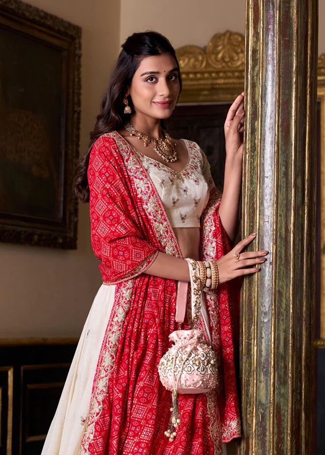 Offwhite Embroidered Lehenga Choli