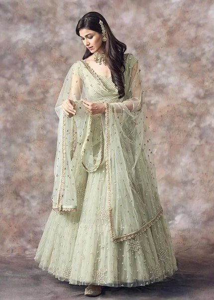 Sea Green Embroidered Lehenga Choli