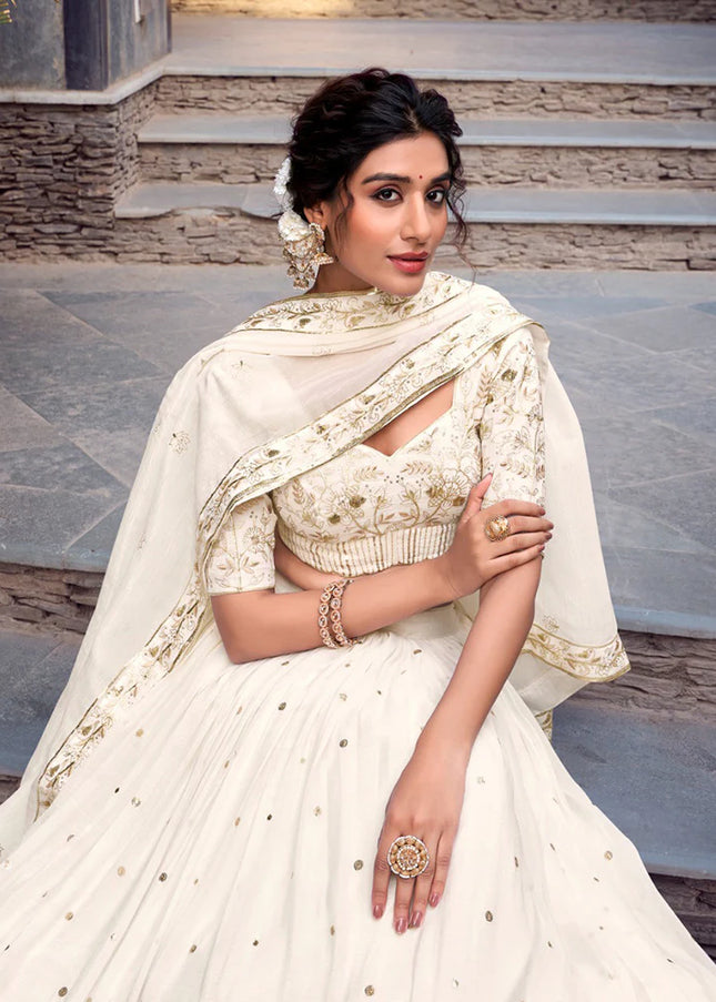 Offwhite Embroidered Lehenga Choli