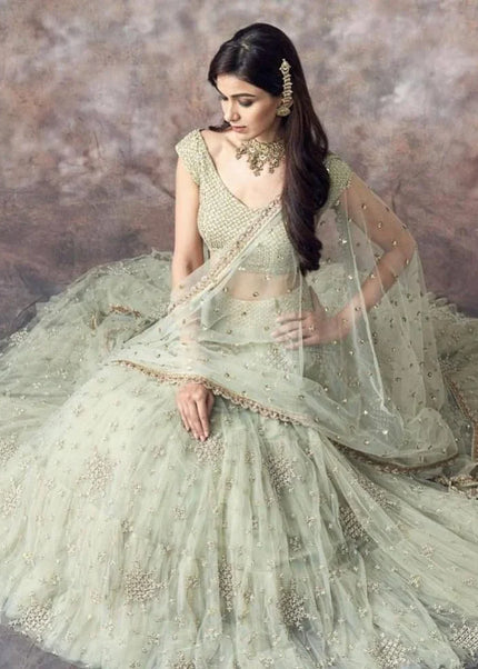 Sea Green Embroidered Lehenga Choli