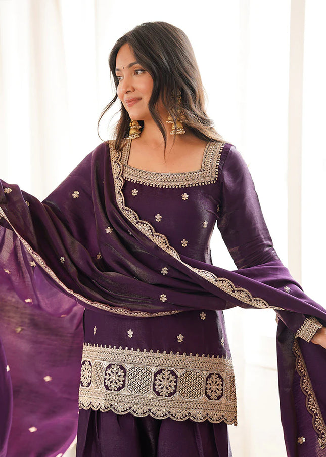 Purple Embroidered Salwar Suit