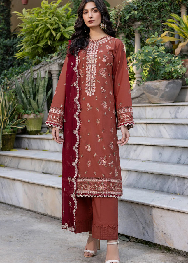 Farasha | Summer Weaves Embroidered Lawn'25 - Russet Dusk