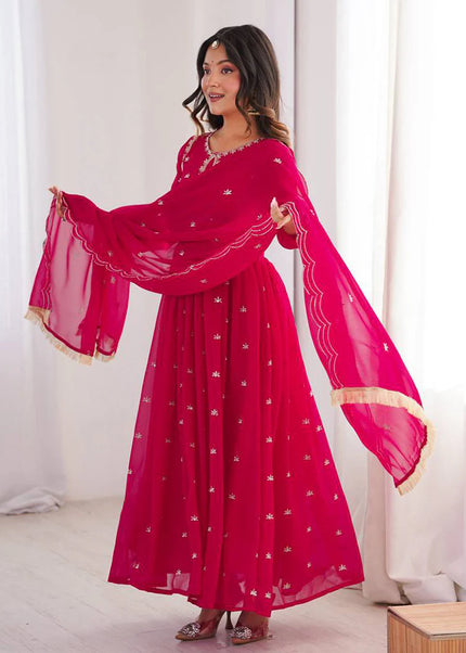 Pink Embroidered Anarkali