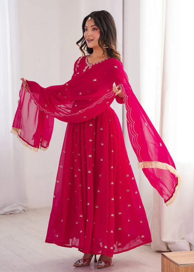 Pink Embroidered Anarkali