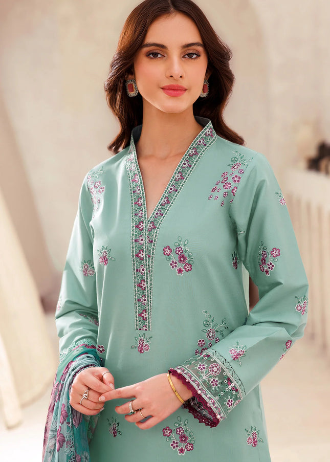 Farasha | Bahaar Embroidered Lawn'25 - Cyan Whisper