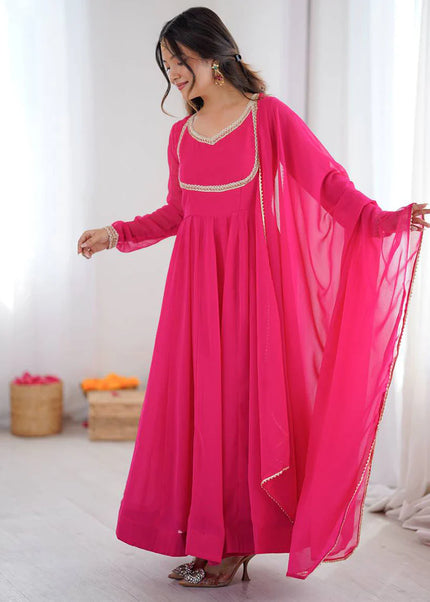 Pink Embroidered Anarkali