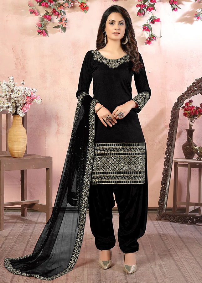 Black Mirror Embroidered Punjabi Suit