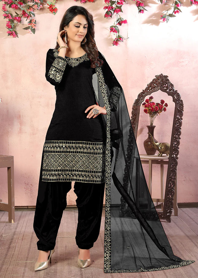 Black Mirror Embroidered Punjabi Suit
