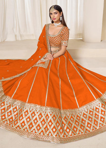 Orange Embroidered Lehenga Choli