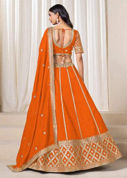Orange Embroidered Lehenga Choli