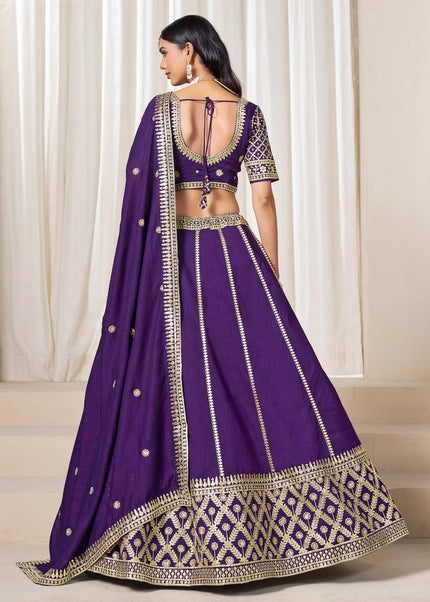 Purple Embroidered Lehenga Choli
