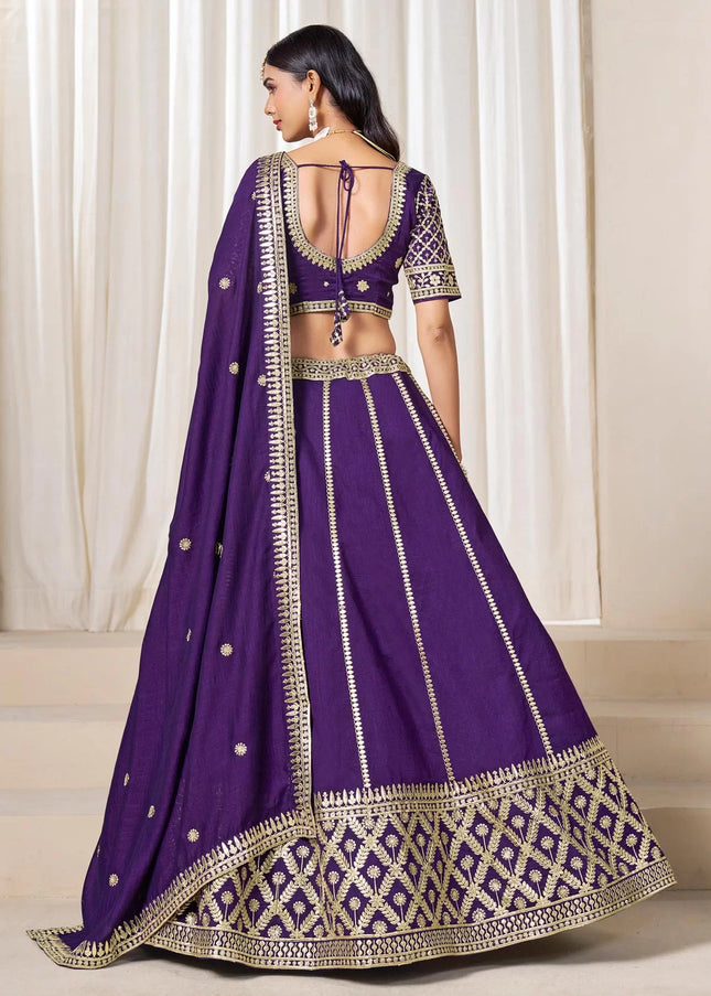 Purple Embroidered Lehenga Choli