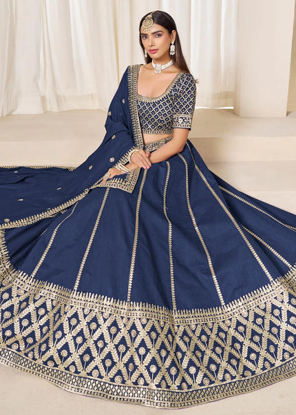 Navy Blue Embroidered Lehenga Choli