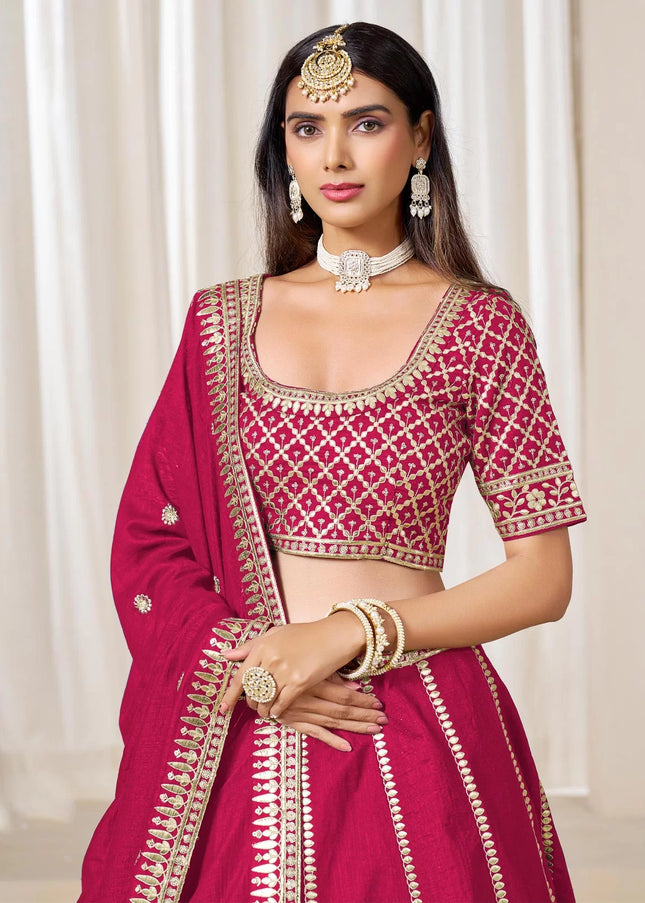 Pink Embroidered Lehenga Choli