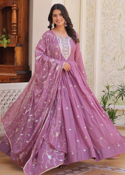 Pink Embroidered Anarkali Gown