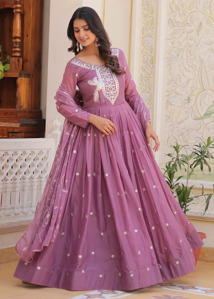 Pink Embroidered Anarkali Gown