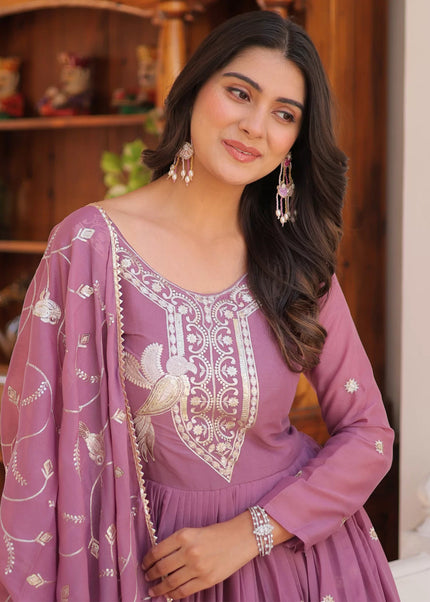 Pink Embroidered Anarkali Gown