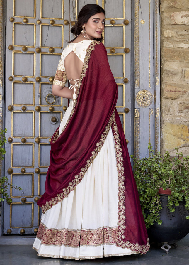 Offwhite Embroidered Lehenga Choli