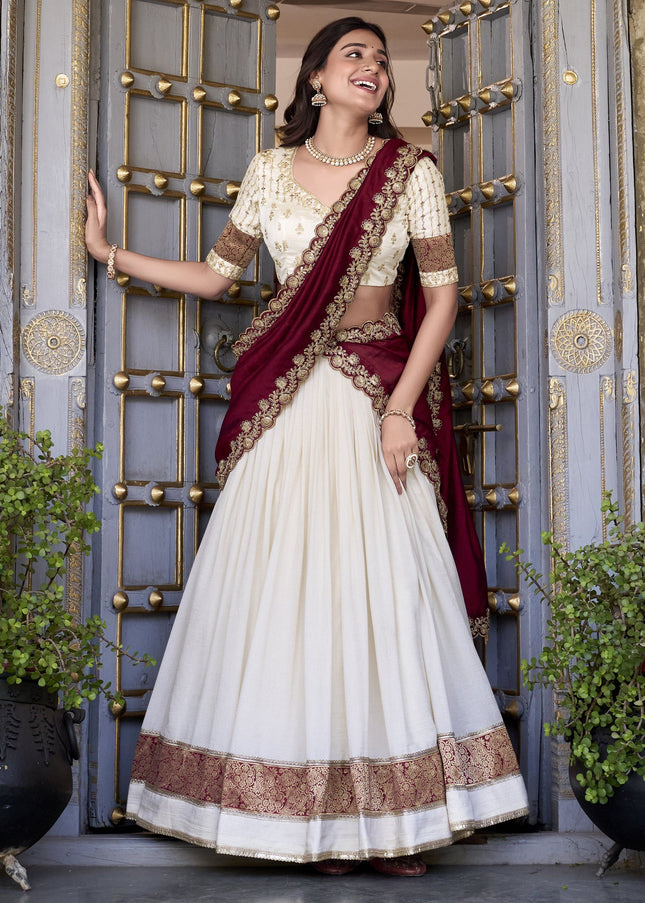 Offwhite Embroidered Lehenga Choli