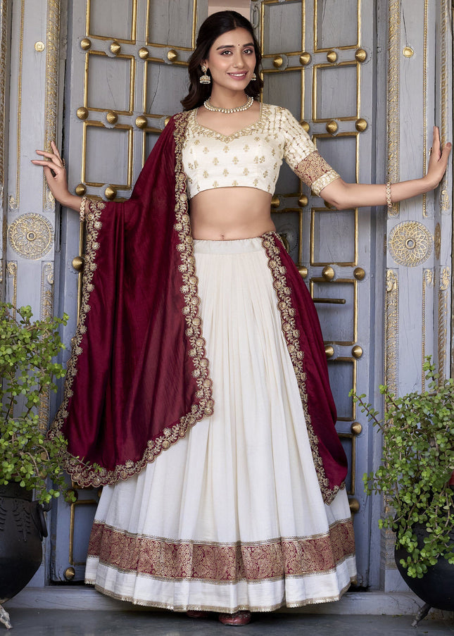 Offwhite Embroidered Lehenga Choli