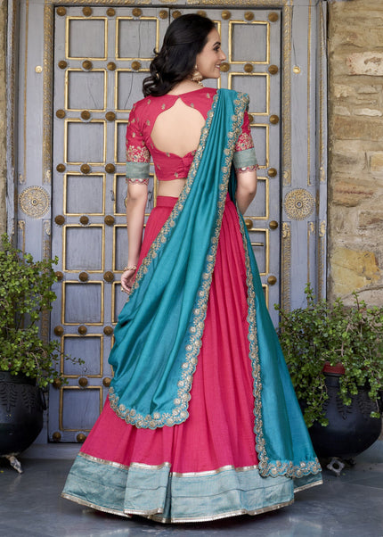 Pink Embroidered Lehenga Choli