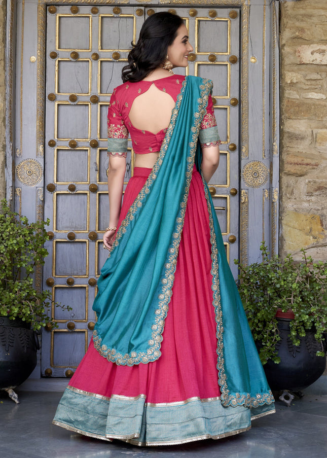 Pink Embroidered Lehenga Choli