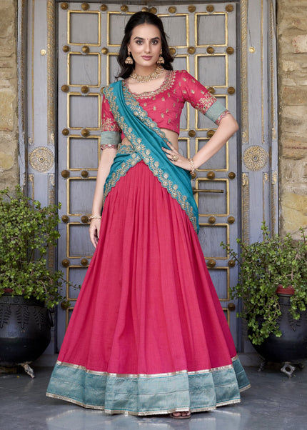 Pink Embroidered Lehenga Choli