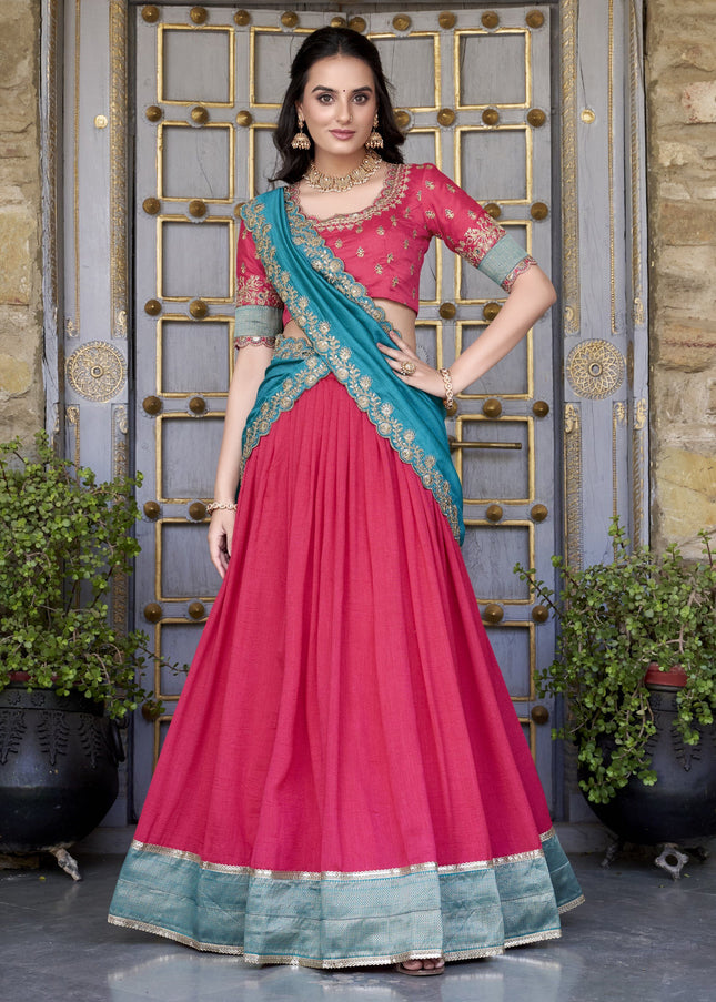 Pink Embroidered Lehenga Choli