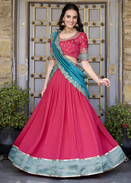 Pink Embroidered Lehenga Choli