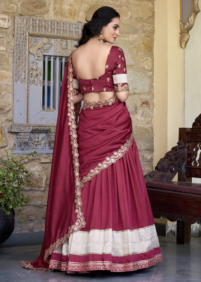 Maroon Embroidered Lehenga Choli
