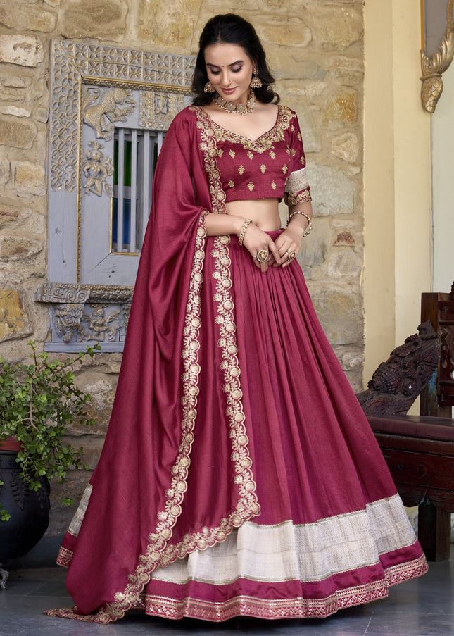 Maroon Embroidered Lehenga Choli