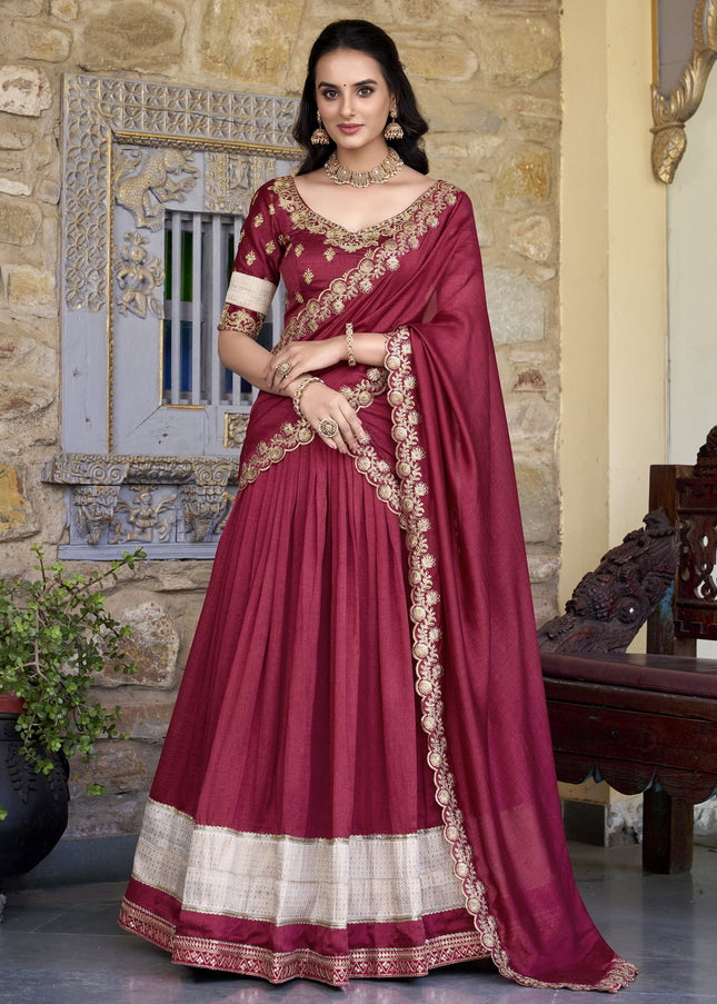 Maroon Embroidered Lehenga Choli