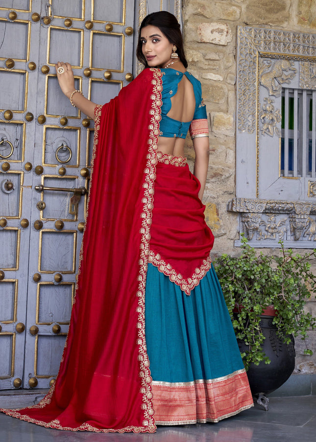 Teal Embroidered Lehenga Choli