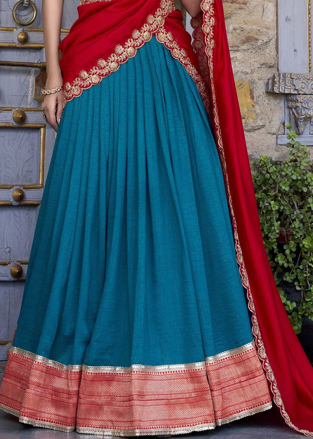Teal Embroidered Lehenga Choli