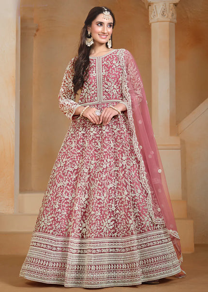 Pink Embroidered Anarkali