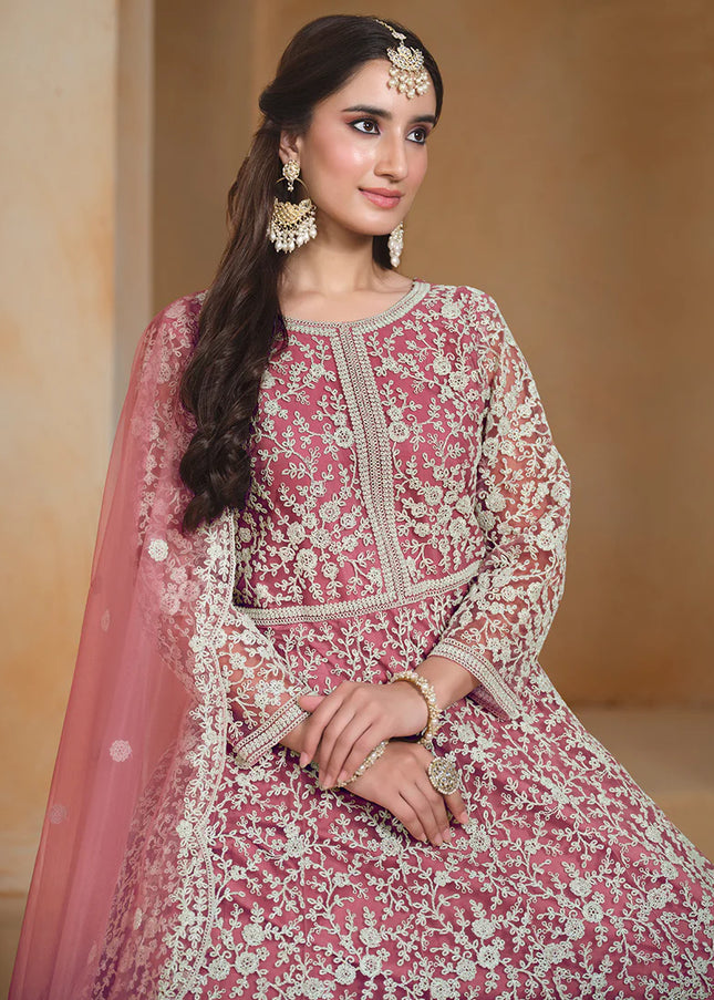 Pink Embroidered Anarkali