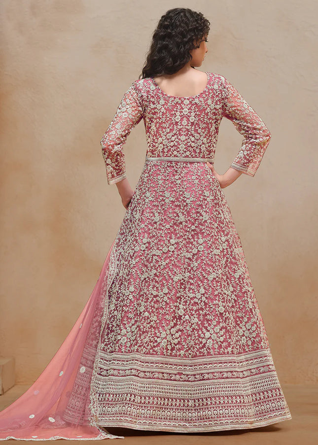 Pink Embroidered Anarkali