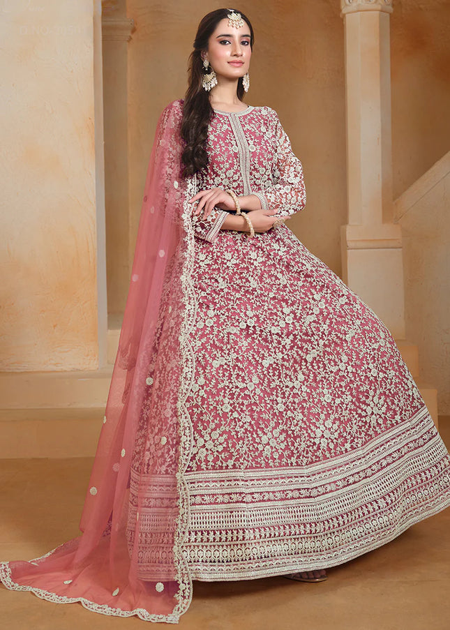 Pink Embroidered Anarkali