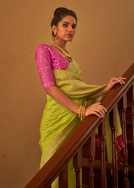 Green and Pink Embroidered Festive Saree