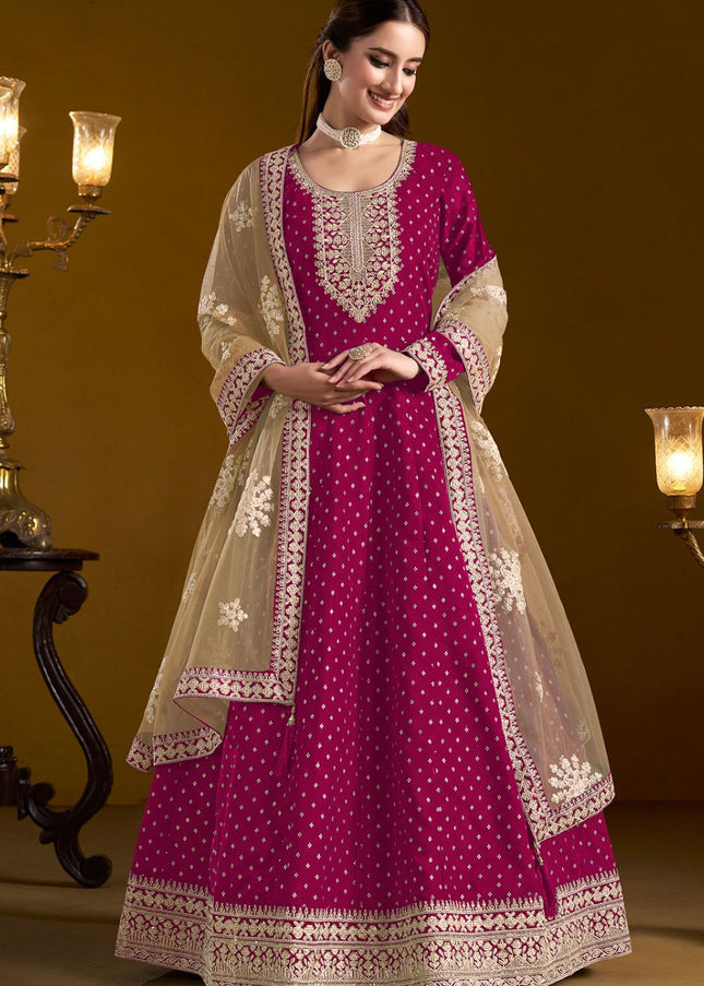 Pink Embroidered Anarkali