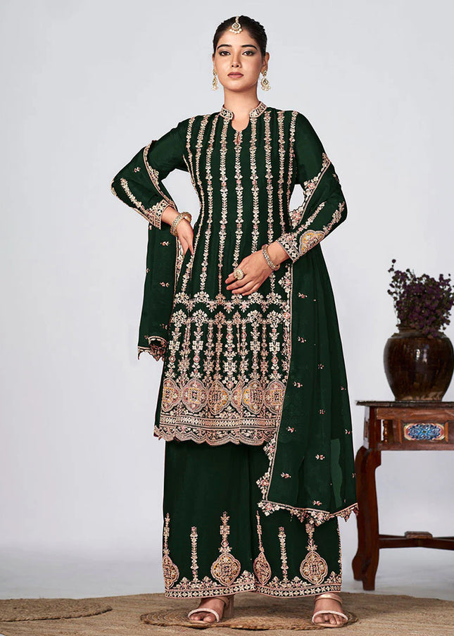 Black Multi Embroidered Pant Style Suit