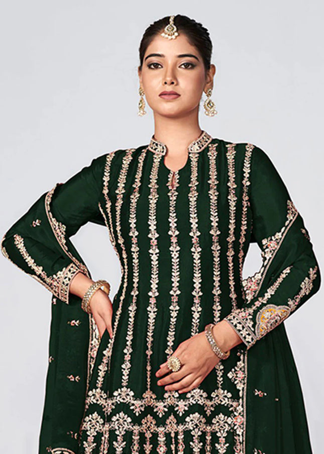 Black Multi Embroidered Pant Style Suit