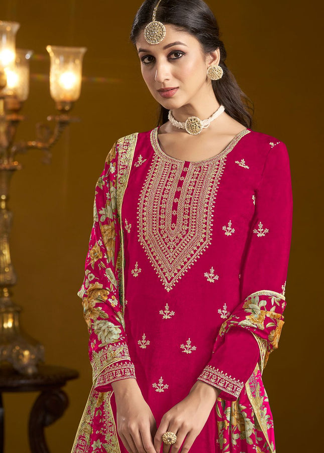 Pink Embroidered Gharara Suit