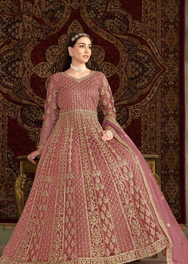 Pink Embroidered Anarkali