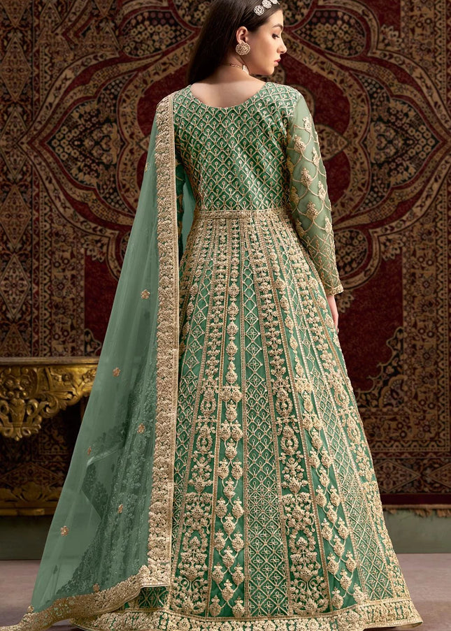 Green Embroidered Anarkali