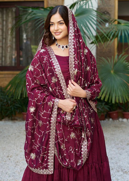 Maroon Embroidered Anarkali Gown